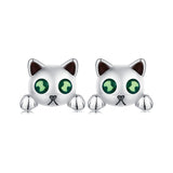 925 Sterling Silver Earrings with Enamel in Oxidized Finish