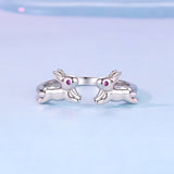 925 Sterling Silver Rabbit Ring with Pavé Setting CZ in White Gold for Women