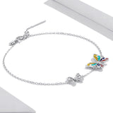 925 Sterling Silver Adjustable Butterfly Enamel Bracelet for Women