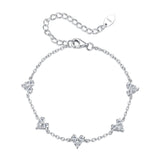 925 Sterling Silver Bracelet with White Gold Plating and CZ Paving for Women