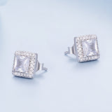 925 Sterling Silver Earrings with Pavé Setting CZ and Platinum Plating.