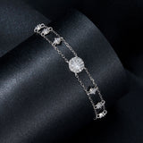 925 Sterling Silver 5.0mm Moissanite Bracelet with CZ and White Gold Plating for Women