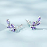 925 Sterling Silver Earrings with CZ and Oxidized Finish - 1.3*0.6cm