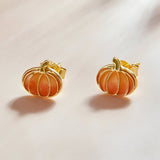 925 Sterling Silver Earrings with Enamel Finish in Gold Plating - 0.8*0.9cm for Women