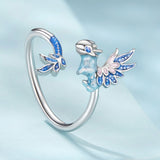 925 Sterling Silver Enamel Process Pavé CZ White Gold Ring for Women