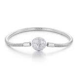 925 Sterling Silver White Gold Plated 17cm CZ Pavé Bracelet for Women