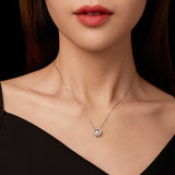 925 Sterling Silver Moissanite Pendant Necklace for Women - 40+5cm, White Gold Plated, Elegant Jewelry