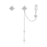 S925 Sterling Silver Earrings with CZ in Pavé Setting, 5.9cm Length, 1cm Size for Women