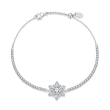 925 Sterling Silver Adjustable Bracelet with Pavé Setting CZ and White Gold Plating for Women