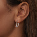 925 Sterling Silver Pave Setting CZ White Gold Plated Earrings for Women