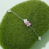 925 Sterling Silver Enamel Charm Bracelet with Pavé CZ, 15+6cm for Women