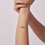 925 Sterling Silver CZ Pavé Setting Bracelet, Size 17.0 for Women