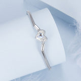 925 Sterling Silver Moonstone Bracelet 17.0 cm with White Gold Plating for Women