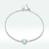 925 Sterling Silver Adjustable Bracelet with Translucent Opal and CZ for Women