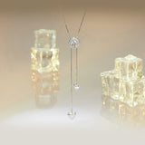 925 Sterling Silver 5mm Moissanite Necklace with Pavé Setting in White Gold, 450mm Length for Women