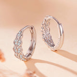 925 Sterling Silver Earrings with Pavé Setting CZ and White Gold Plating for Women