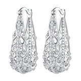 925 Sterling Silver Earrings with Pavé Set CZ, 2.5cm x 0.8cm, for Women