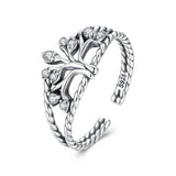 925 Sterling Silver Oxidized Pavé CZ Ring for Women