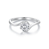 925 Sterling Silver 5mm Moissanite Ring for Women