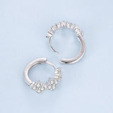 925 Sterling Silver Earrings with Pavé Setting CZ - 1.2*0.65cm, White Gold Plated for Women