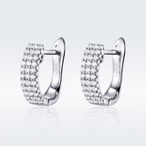 925 Sterling Silver Earrings with Pavé Setting CZ 1.3*0.4cm