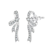 925 Silver White Gold Plated CZ Pavé 1.7 x 0.7 cm Earrings for Women