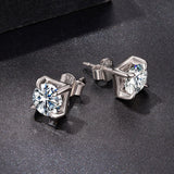 925 Sterling Silver & Moissanite Earrings - White Gold Plated, 0.5ct, Style S for Women