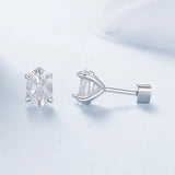 925 Sterling Silver Earrings with Pavé Setting CZ, 0.7*0.5cm, for Women