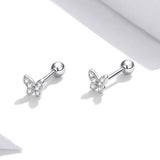 925 Sterling Silver Earrings with CZ in Pavé Setting - 0.4*0.5cm - Women