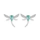 925 Sterling Silver Earrings with CZ and Glass, 12x14mm, for Women