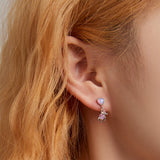 925 Sterling Silver Earrings with Translucent Opal and CZ for Women