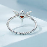 925 Sterling Silver Oxidized CZ Pendant Ring Size 6 for Women