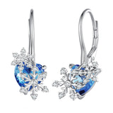 925 Sterling Silver Earrings with Transparent Glass and CZ, 23*12mm for Women