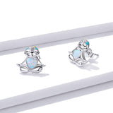 925 Sterling Silver Earrings with Translucent Opal