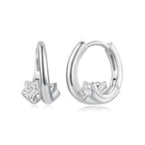 925 Sterling Silver Earrings with White Gold Plating and CZ