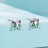 925 Sterling Silver Earrings with Enamel in Oxidized Finish