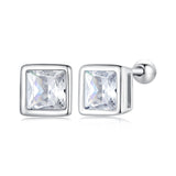 925 Sterling Silver 5mm Pavé Setting CZ Earrings for Women