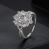925 Sterling Silver 2 Carat Moissanite Ring in White Gold Plating - Size 8 for Women