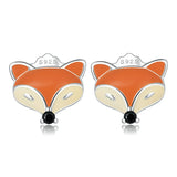 925 Sterling Silver Earrings with Pavé Setting and Enamel Process, Oxidized, 0.7*0.9cm for Women