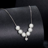 925 Sterling Silver Moissanite & Quality Shell Pearl Adjustable Necklace for Women