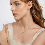 925 Sterling Silver White Gold Plated Necklace with CZ Pendant for Women