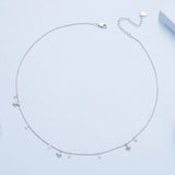 925 Sterling Silver Plated White Gold Pendant Necklace with CZ Charm for Women 38+6cm