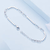 925 Sterling Silver Bracelet with Pavé Setting CZ, Platinum Plated, 14.5+3cm, for Women