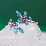 925 Sterling Silver Enamel White Gold Plated Ring with CZ for Women