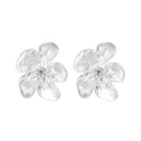 925 Sterling Silver Earrings with Pavé Setting CZ and Resin, 2.5x2.1cm for Women