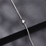 925 Sterling Silver Moissanite Heart Bracelet for Women - Silver - 15+6cm Length, 0.3cm Thickness