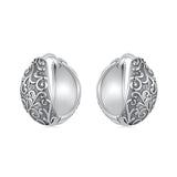 925 Sterling Silver Oxidized Silver Earrings 1.2*0.6cm for Women
