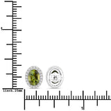 1.92 Carat Genuine Green Tourmaline and White Diamond 14K White Gold Earrings