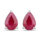 1.60 Carat Genuine Ruby 10K White Gold Earrings