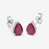1.60 Carat Genuine Ruby 10K White Gold Earrings